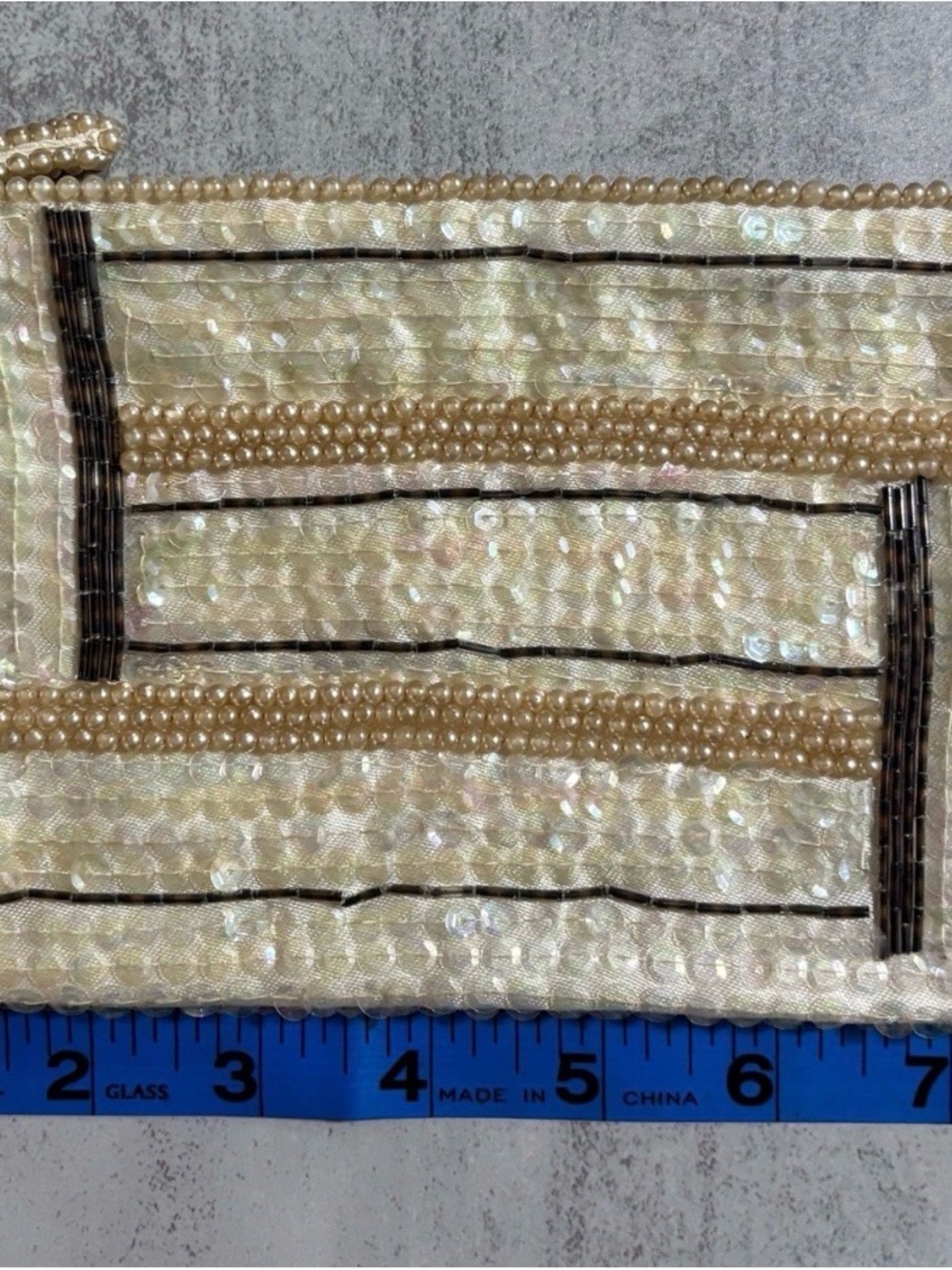 Vintage Pearl Evening Clutch La Regale 1950s Ivory Iridescent Sequin Beaded MCM - Picture 3 of 16